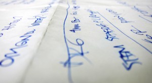 Illegible notes