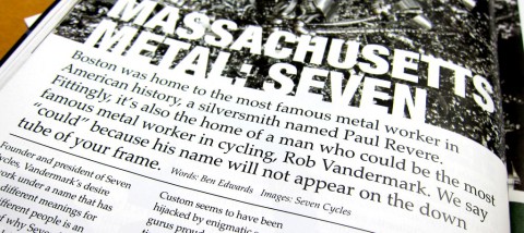 Switchback Magazine interview for Seven Cycles