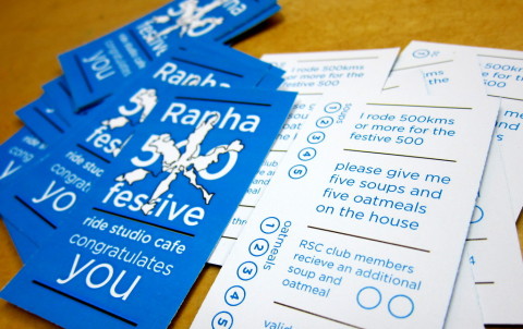 Rapha Festive 500 Food punch cards 2013