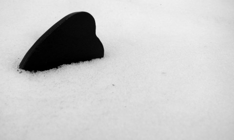 Snowman's heart on the ground