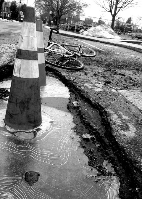 Summing up a New England Festive 500 - ice, rough roads, and traffic cones - photo - Rob Vandermark