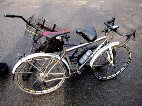 Kirk and my modes of transport through the woods.  The right bikes.